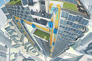 L'entreprise allemande ThyssenKrupp a imaginé un ascenseur capable de se déplace
