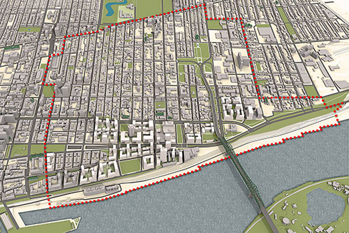 Vision proposée pour le secteur des Faubourgs - Image : Ville de Montréal