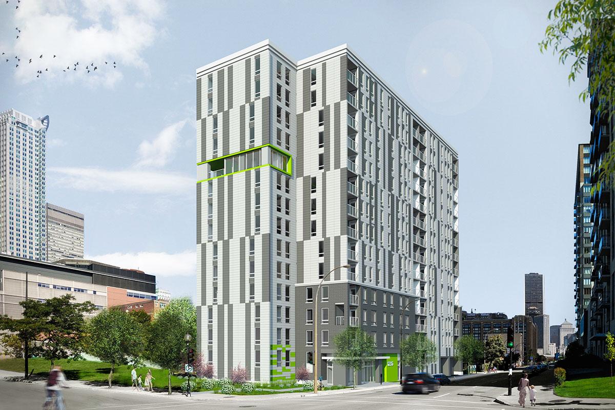 Montréal : construction d’un immeuble de 136 logements sociaux - Crédit image: Douglas Alford architecte / Ville de Montréal 