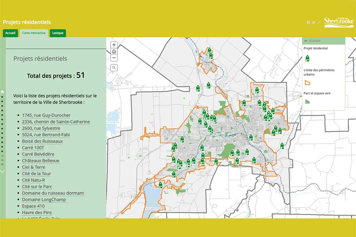 Sherbrooke : une carte interactive pour les projets résidentiels en cours 