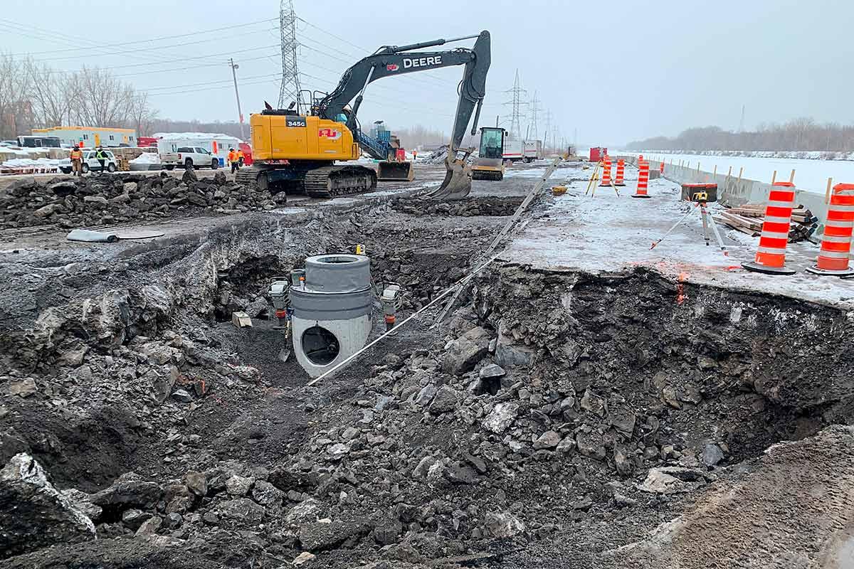 Mise à jour des infrastructures au port de Sainte-Catherine. Crédit : Groupe ALI Excavation