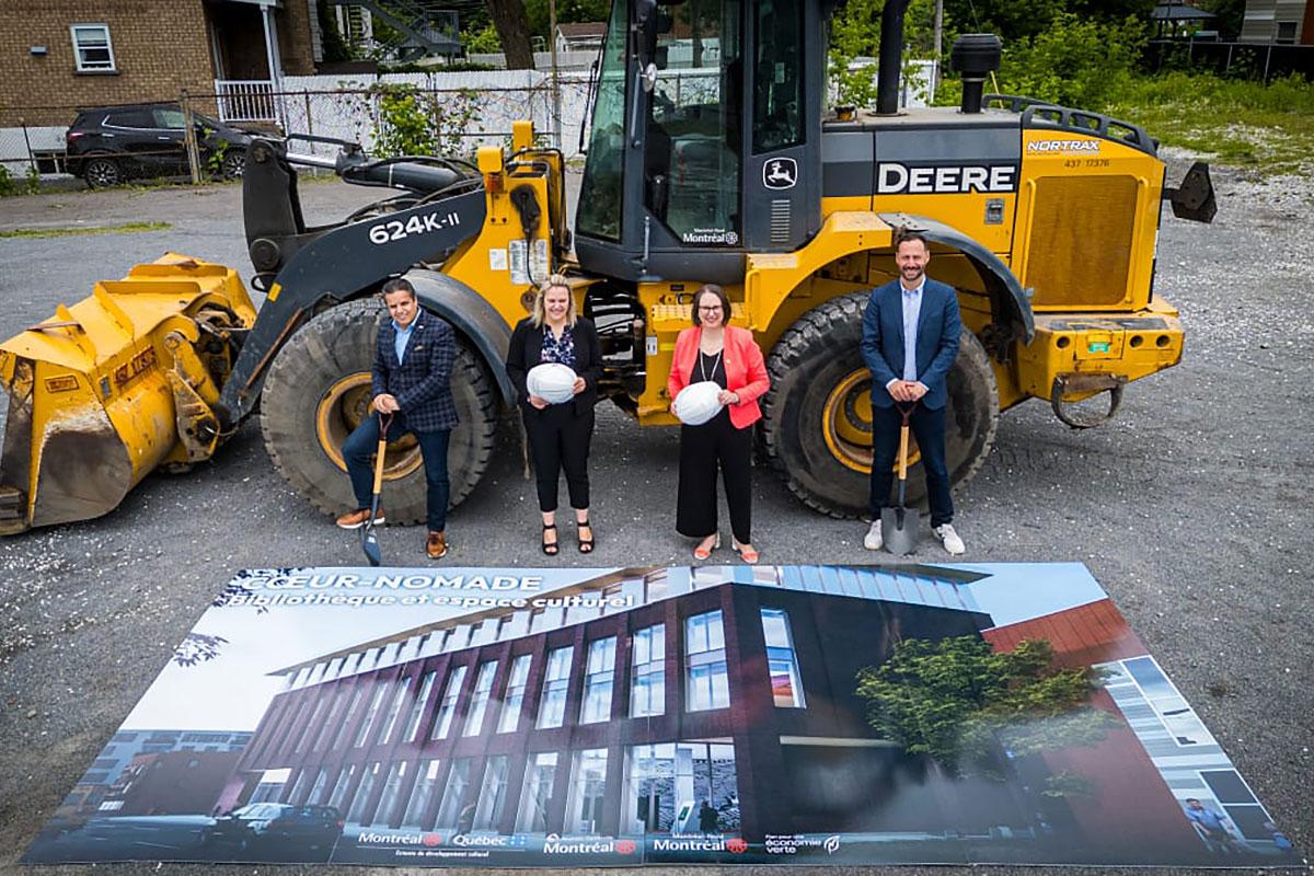 Lancement des travaux de construction de la bibliothèque et espace culturel du Cœur-Nomade. Crédit : Ville de Montréal