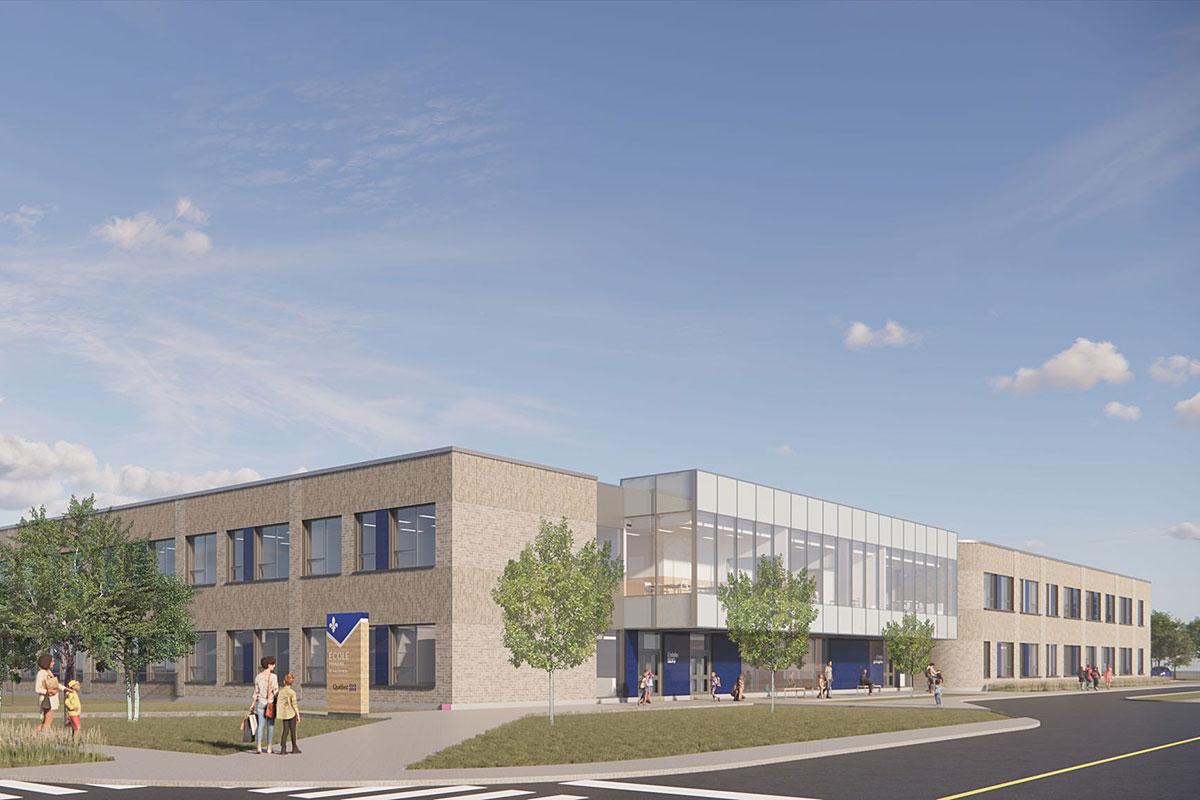 Début des travaux de la nouvelle école du secteur Grande-Île à Salaberry-de-Valleyfield. Crédit : Centre de services scolaire de la Vallée-des-Tisserands