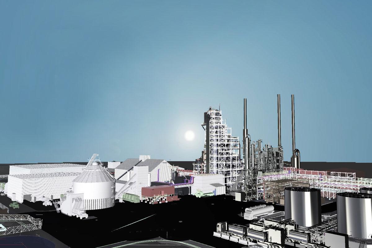 Usine de biocarburants de 875 M$ projetée à Varennes. Crédit : Enerkem