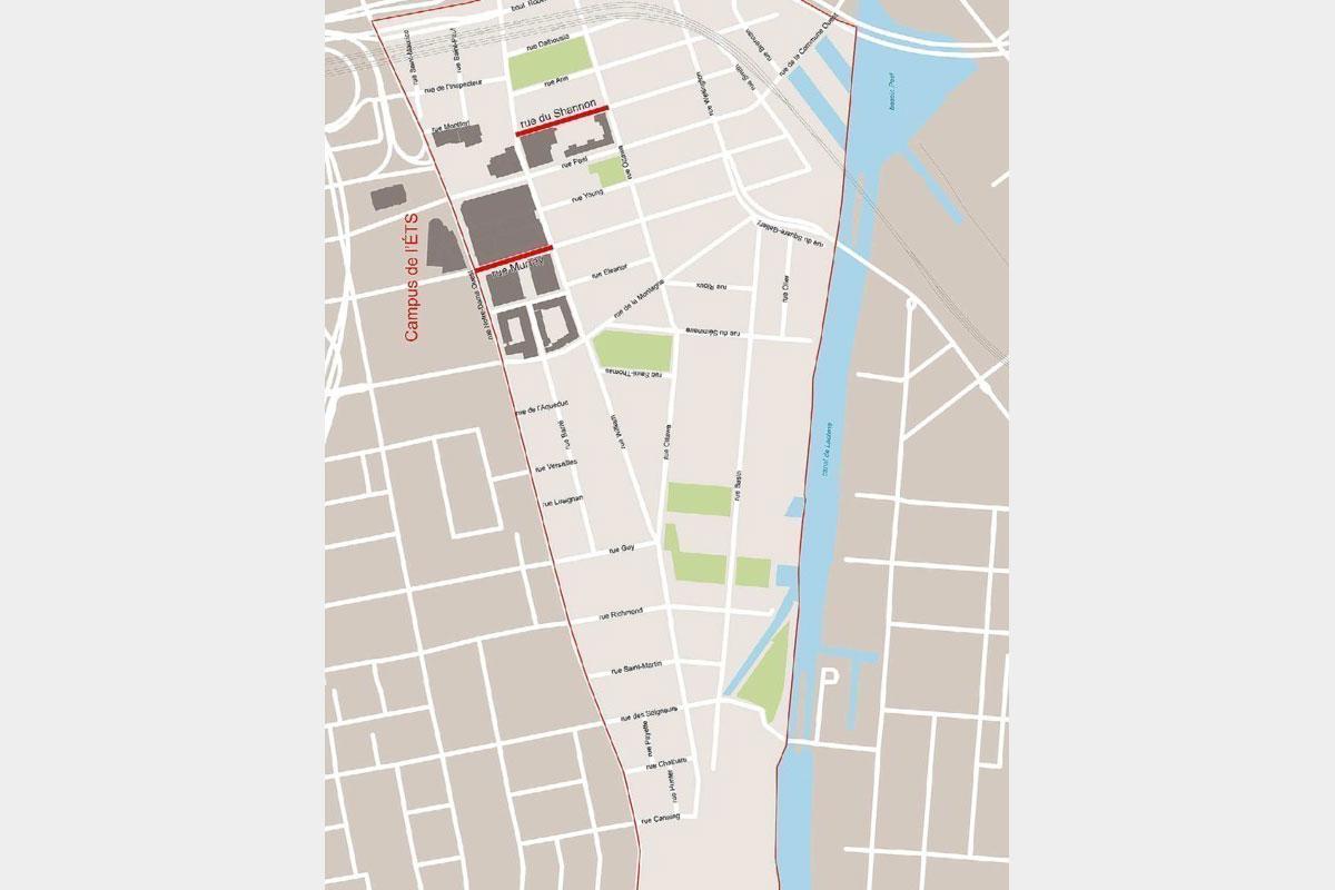 Carte rues Murray et du Shannon fournie par la Ville de Montréal - Cabinet de la mairesse et du comité exécutif)