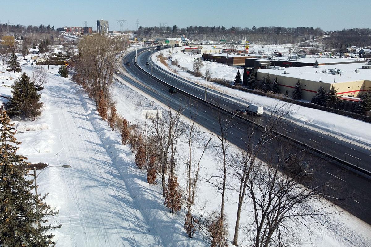 Projet de construction d’un mur antibruit sur l’autoroute 25 à Terrebonne. Crédit : Ville de Terrebonne