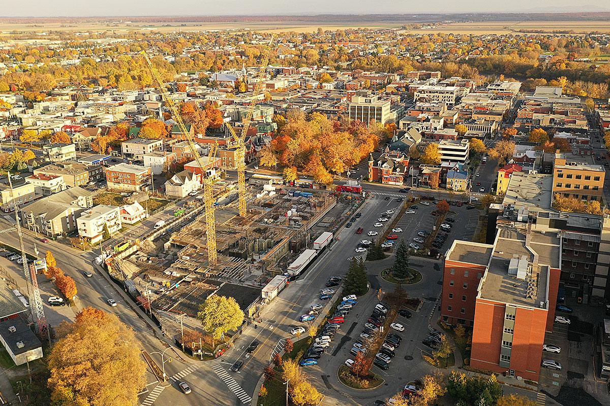 Le futur palais de justice de Saint-Hyacinthe commence à prendre forme. Crédit : SQI