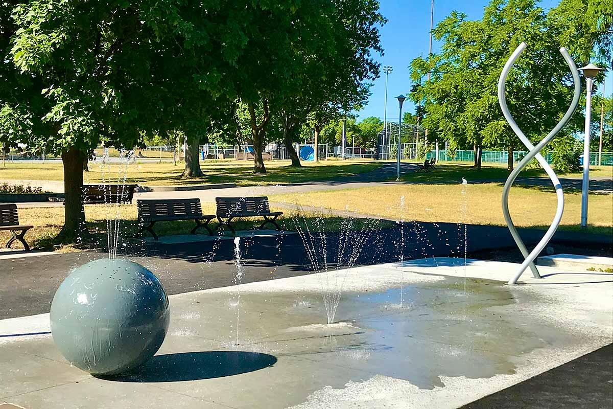 De nouvelles installations aquatiques au parc de la Louisiane. Crédit : Arrondissement de Rosemont–La Petite-Patrie.