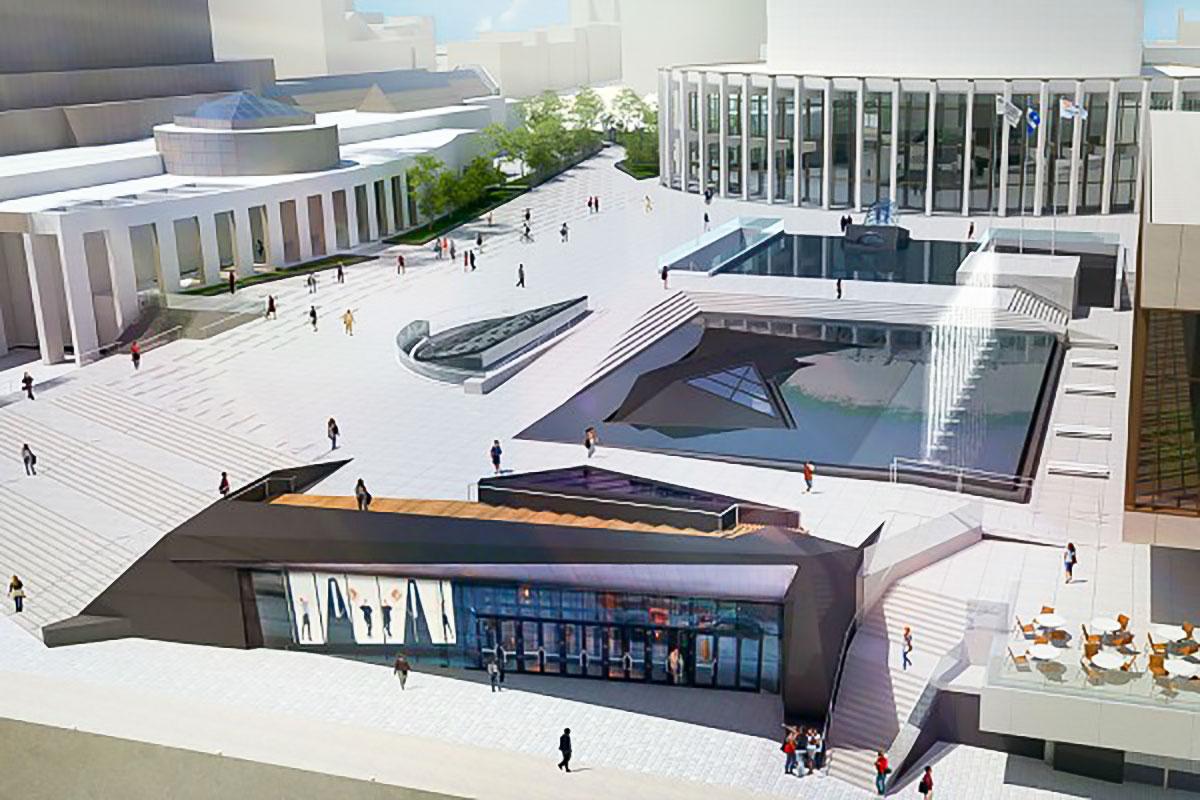 4 M$ pour favoriser l’accès au complexe de la Place des Arts - Perspective du projet de réaménagement de la Place des Arts en 2015 - crédit: Provencher Roy