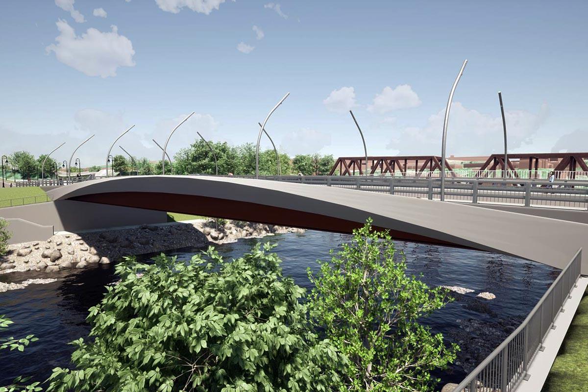 Nouveau concept architectural pour le pont des Grandes-Fourches à Sherbrooke. Crédit : Ville de Sherbrooke