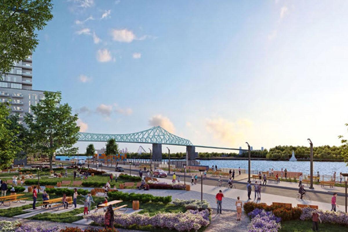 Perspective illustrant le potentiel d’aménagement du parc Sohmer et de la promenade linéaire de la Commune - Image : Ville de Montréal