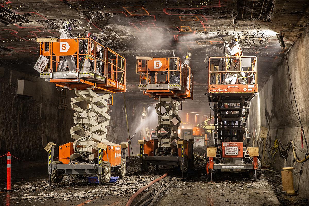 Réfection du tunnel Louis-Hippolyte-La Fontaine : bilan de la première année de travaux. Crédit : ministère des Transports et de la Mobilité durable