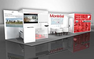 Le slogan affiché au stand de Montréal : Montréal : investissement garanti.