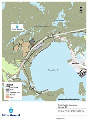 Plan de localisation du projet de Mine Arnaud. Source : Mine Arnaud