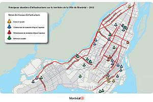 Principaux chantiers d'infrastructures sur le territoire de la Ville de Montréa