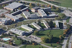 Vue aérienne de l'Université de Sherbrooke. - Crédit : U Sherbrooke