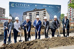 Coup d’envoi des travaux du construction du projet d'habitation CITIZIA. Crédit : Groupe HD Immobilier