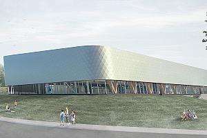 Construction d’un nouveau complexe aquatique à Matane. Crédit : ABCP architecture