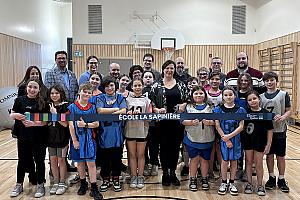 Inauguration du centre sportif à l’école La Sapinière. Crédit : Centre de services scolaire des Bois-Francs