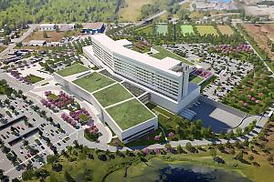 Concept architectural dévoilé pour le futur Hôpital de Vaudreuil-Soulanges. Crédit : Provencher Roy