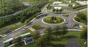 Le futur carrefour giratoire du circuit du Métrobus 803