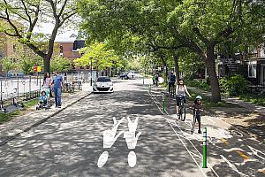 Montréal : une nouvelle piste cyclable sur la rue Sagard. Crédit : Ville de Montréal - Arrondissement Villeray–Saint-Michel–Parc-Extension