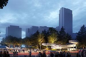 L’équipe lauréate dévoilée pour l’aménagement du nouveau parc dans le Quartier des spectacles. Crédit : Ville de Montréal - Arrondissement de Ville-Marie