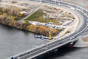 Déconstruction du pont de contournement de l’île des Sœurs. Crédit : Les Ponts Jacques Cartier et Champlain Incorporée