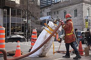 Le collecteur d'égout de la rue Ontario fait peau neuve. Crédit : Ville de Montréal