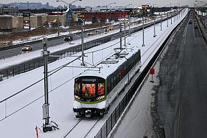 REM : les premières voitures mises à l’essai sur la Rive-Sud. Crédit : Alstom / C. Fleury