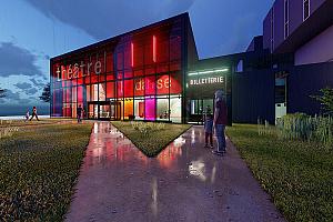 Sherbrooke : pelletée de terre pour le lieu de diffusion jeunesse. Crédit : Atelier Paul Laurendeau + Neuf Architectes | Dupras Ledoux | DWB + Latéral