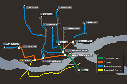 Un tunnel entre les villes de Québec et Lévis. Crédit : REC – Réseau express de la Capitale